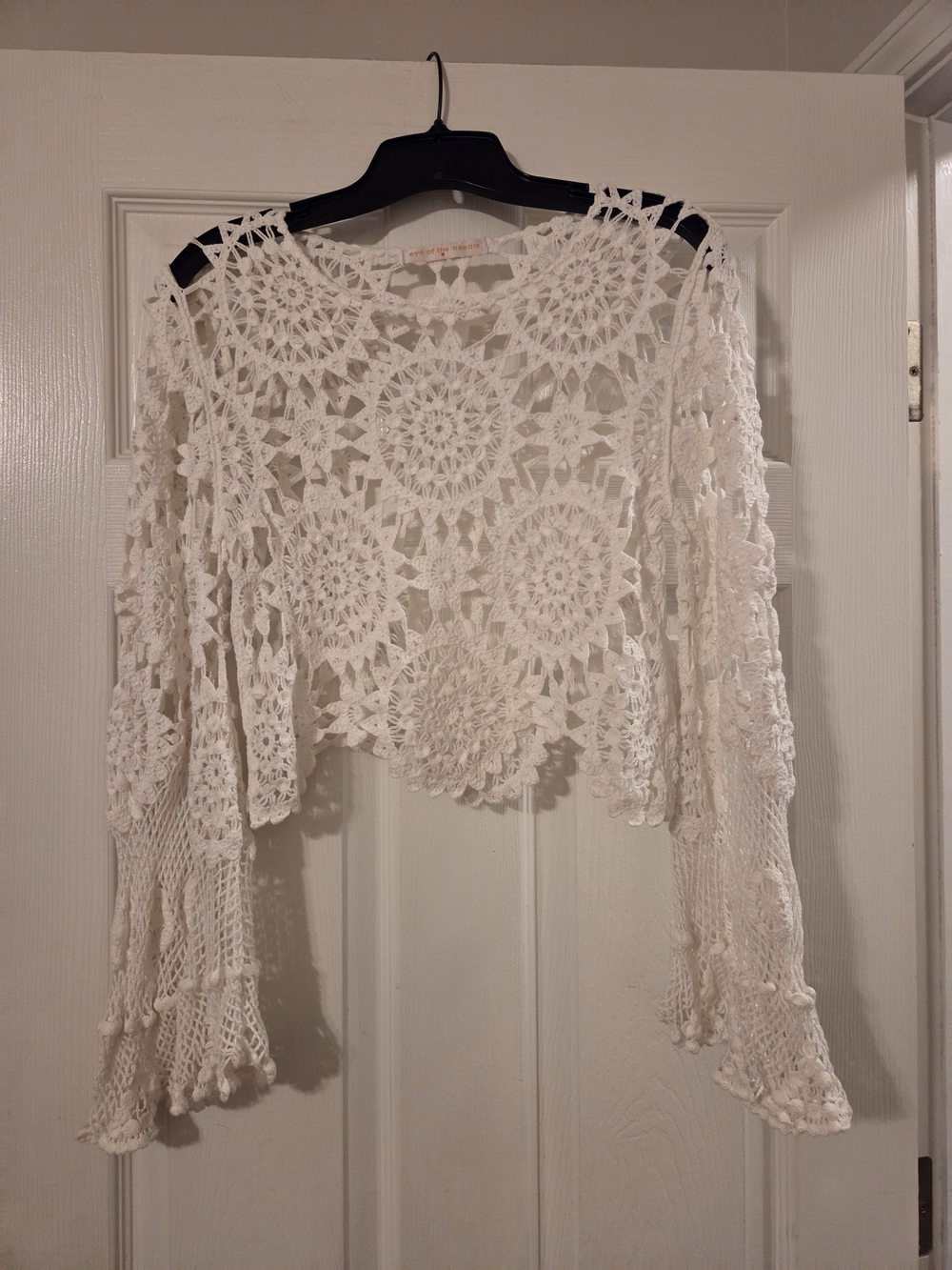 Boho Crochet Lace Long-Sleeve Top - White